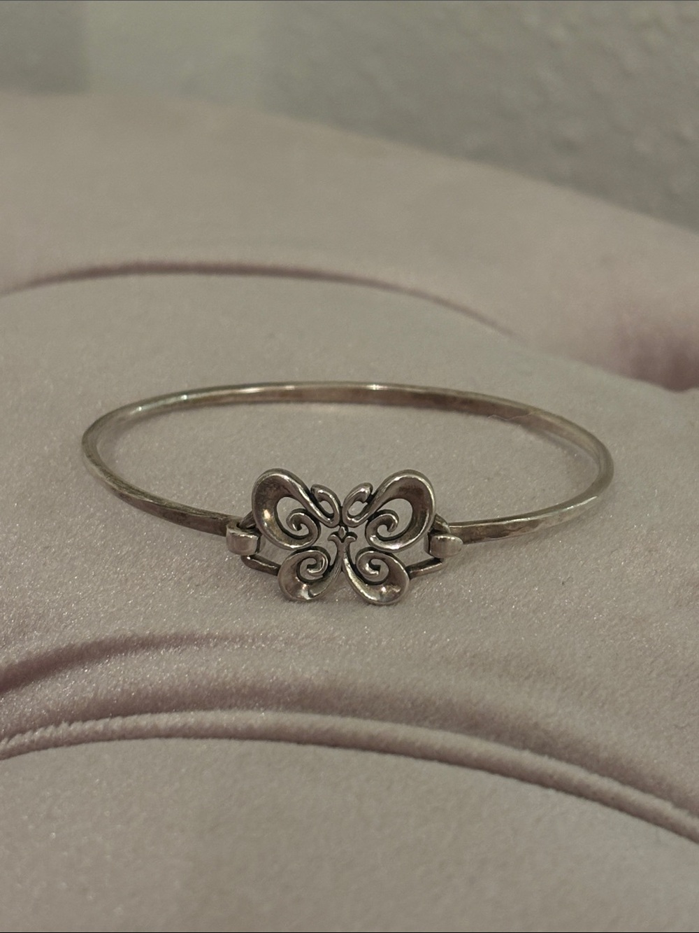 RETIRED James Avery Hammered Open Butterfly Hook On Bangle Bracelet